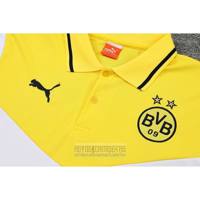 Camiseta De Futbol Polo del Borussia Dortmund 2022-2023 Amarillo y Blanco